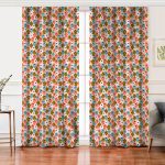 Realhomes Pudra Zeminde Onedraw Çizimli Renkli Çiçek Desenli Dijital Baskılı Modern Salon Fon Perde Realhomes