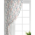 Realhomes Beyaz Zeminde Renkli Çiçek Desenli Dijital Baskılı Modern Salon Fon Perde Realhomes