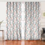 Realhomes Beyaz Zeminde Renkli Çiçek Desenli Dijital Baskılı Modern Salon Fon Perde Realhomes