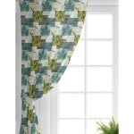 - Perde-7285-Gorsel-1 - Realhomes Realhomes Beyaz Zemin Üzerinde Onedraw Çizimli Yaprak Motifli Dijital Baskılı Modern Salon Fon Perde Realhomes