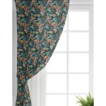 - Perde-7297-Gorsel-1 - Realhomes Realhomes Siyah Zemin Üzerinde Onedraw Çizimli Yaprak Motifli Dijital Baskılı Modern Salon Fon Perde Realhomes