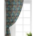 Realhomes Siyah Zemin Üzerinde Yaprak Desenli Dijital Baskılı Modern Salon Fon Perde Realhomes