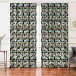 Realhomes Beyaz Zemin Üzerinde Renkli Çizgili Yaprak Desenli Dijital Baskılı Modern Salon Fon Perde Realhomes