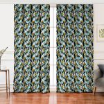 Realhomes Beyaz Zemin Üzerinde Renkli Palmiye Desenli Dijital Baskılı Modern Salon Fon Perde Realhomes