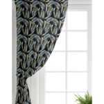 - Perde-7303-Gorsel-1 - Realhomes  Realhomes Siyah Zemin Üzerinde Yaprak Desenli Dijital Baskılı Modern Salon Fon Perde Realhomes