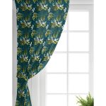 - Perde-7306-Gorsel-1 - Realhomes Realhomes Renkli Zemin Üzerinde Yaprak Motifli Dijital Baskılı Modern Salon Fon Perde Realhomes