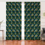 - Perde-7306-Gorsel - Realhomes Realhomes Renkli Zemin Üzerinde Yaprak Motifli Dijital Baskılı Modern Salon Fon Perde Realhomes