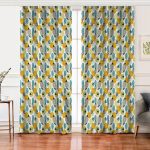 Realhomes Beyaz Zemin Üzerinde Yaprak Desenli Dijital Baskılı Modern Salon Fon Perde Realhomes