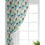 - Perde-7323-Gorsel-1 - Realhomes Realhomes Beyaz Zemin Üzerinde Renkli Yaprak Desenli Dijital Baskılı Modern Salon Fon Perde Realhomes