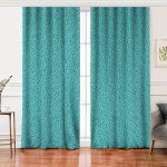 Realhomes Renkli Zemin Üzerinde Siyah Puantiye Desenli Dijital Baskılı Modern Salon Fon Perde Realhomes