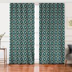 - Perde-7355-Gorsel - Realhomes Realhomes Renkli Zemin Üzerinde Yaprak Motifli Dijital Baskılı Modern Salon Fon Perde Realhomes