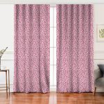 Realhomes Siyah Zemin Üzerinde Pembe Renkli Puantiye Desenli Dijital Baskılı Modern Salon Fon Perde Realhomes