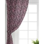 Realhomes Siyah Zemin Üzerinde Pembe Renkli Çizim Dijital Baskılı Modern Salon Fon Perde Realhomes