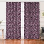 Realhomes Siyah Zemin Üzerinde Pembe Renkli Çizim Dijital Baskılı Modern Salon Fon Perde Realhomes