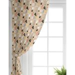 Realhomes Hardal Zeminli Renkli Çiçek Desenli Dijital Baskılı Modern Salon Fon Perde Realhomes