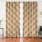 Realhomes Hardal Zeminli Renkli Çiçek Desenli Dijital Baskılı Modern Salon Fon Perde Realhomes