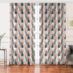 - Perde-7408-Gorsel - Realhomes  Realhomes Renkli Zeminde Soyut Çizimli Dijital Baskılı Modern Salon Fon Perde Realhomes