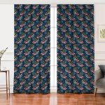 Realhomes Renkli Zeminde Onedraw Çizimli Çiçek Desenli Dijital Baskılı Modern Salon Fon Perde Realhomes