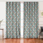 - Perde-7478-Gorsel - Realhomes Realhomes Renkli Zeminli Yaprak Desenli Dijital Baskılı Modern Salon Fon Perde Realhomes