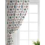 Realhomes Beyaz Zeminli Onedraw Çizimli Yaprak Motifli Dijital Baskılı Modern Salon Fon Perde Realhomes