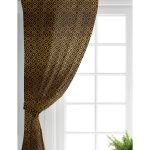 Realhomes Gold Zemin Üzerinde Siyah Geometrik Desenli Dijital Baskılı Modern Salon Fon Perde Realhomes