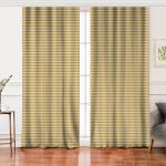 - Perde-7556-Gorsel - Realhomes  Realhomes Beyaz Zemin Üzerinde Gold Renkli Geometrik Çizimli Dijital Baskılı Modern Salon Fon Perde Realhomes