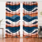 - Perde-7590-Gorsel - Realhomes  Realhomes Renkli Zemin Üzerinde Geometrik Çizim Dijital Baskılı Modern Salon Fon Perde Realhomes