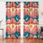 - Perde-7591-Gorsel - Realhomes  Realhomes Pastel Renkli Zemin Üzerinde Ay Güneş Temalı Dijital Baskılı Modern Salon Fon Perde Realhomes