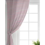 Realhomes Beyaz Zemin Üzerinde Renkli Çizgili Dijital Baskılı Modern Salon Fon Perde Realhomes