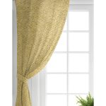 Realhomes Gold Zemin Üzerinde Beyaz Geometrik Çizimli Dijital Baskılı Modern Salon Fon Perde Realhomes