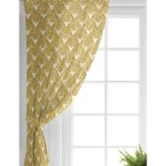 Realhomes Gold Zemin Üzerinde Geyik Desenli Dijital Baskılı Modern Salon Fon Perde Realhomes