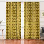 - Perde-7707-Gorsel - Realhomes  Realhomes Gold Zemin Üzerinde Siyah Renkli Kar tanesi Desenli Dijital Baskılı Modern Salon Fon Perde Realhomes