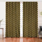 Realhomes Gold Zemin Üzerinde Siyah Geometrik Desenli Dijital Baskılı Modern Salon Fon Perde Realhomes