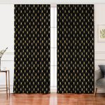 - Perde-7718-Gorsel - Realhomes Realhomes Siyah Zemin Üzerinde Gold Renkli Çan Desenli Dijital Baskılı Modern Salon Fon Perde Realhomes