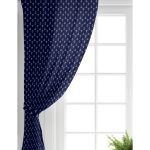 Realhomes Renkli Zemin Üzerinde Beyaz Çapa Desenli Dijital Baskılı Modern Salon Fon Perde Realhomes