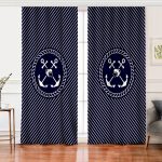 Realhomes Renkli Zemin Üzerinde Çapa Desenli Dijital Baskılı Modern Salon Fon Perde Realhomes