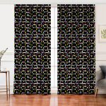 Realhomes Siyah Zemin Üzerinde Renkli Puantiyeli Desenli Dijital Baskılı Modern Salon Fon Perde Realhomes