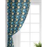 - Perde-7918-Gorsel-1 - Realhomes  Realhomes Renkli Zemin Üzerinde Geometrik Desenli Yaprak Motifli Dijital Baskılı Modern Salon Fon Perde Realhomes