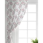 Realhomes Pembe Beyaz Gül Gri Yapraklar Desenli Dijital Baskılı Modern Salon Fon Perde Realhomes