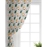 Realhomes Beyaz Zemin Üzerinde Yaprak Desenli Dijital Baskılı Modern Salon Fon Perde Realhomes