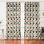 Realhomes Beyaz Zemin Üzerinde Yaprak Desenli Dijital Baskılı Modern Salon Fon Perde Realhomes