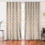 Realhomes Pastel Zemin Üzerinde Geometrik Desenli Dijital Baskılı Modern Salon Fon Perde Realhomes