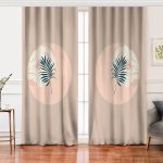 - Perde-8168-Gorsel - Realhomes  Realhomes Pastel Zemin Üzerinde Yaprak Desenli Dijital Baskılı Modern Salon Fon Perde Realhomes