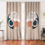 - Perde-8172-Gorsel - Realhomes Realhomes Pastel Zemin Üzerinde Geometrik Desenli Dijital Baskılı Modern Salon Fon Perde Realhomes