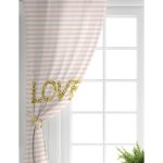 - Perde-8214-Gorsel-1 - Realhomes Realhomes Beyaz Zeminde Renkli Çizgili Gold Detaylı Love Yazılı Dijital Baskılı Modern Salon Fon Perde Realhomes