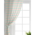 Realhomes Beyaz Zeminde Renkli Zikzak Desenli Geometrik Desenli Dijital Baskılı Modern Salon Fon Perde Realhomes