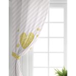 - Perde-8239-Gorsel-1 - Realhomes Realhomes Beyaz Zeminde Pembe Yatay Çizgili Gold Detaylı Kalp Desenli Dijital Baskılı Modern Salon Fon Perde Realhomes