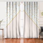 Realhomes Renkli Zemin Üzerinde Geometrik Desenli Dijital Baskılı Modern Salon Fon Perde Realhomes