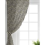 Realhomes Beyaz Zeminde Siyah Çizgili Gold Detaylı Puantiyeli Dijital Baskılı Modern Salon Fon Perde Realhomes