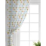 Realhomes Beyaz Zeminde Gold Detaylı Renkli Puantiye Desenli Dijital Baskılı Modern Salon Fon Perde Realhomes